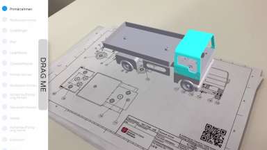 Hologramm eines LKW-3D-Modells basierend auf einer 2D-Zeichnung