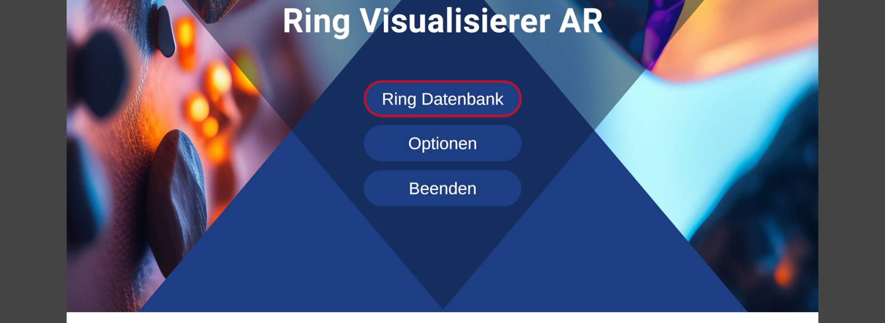 Startmenü der Anwendung