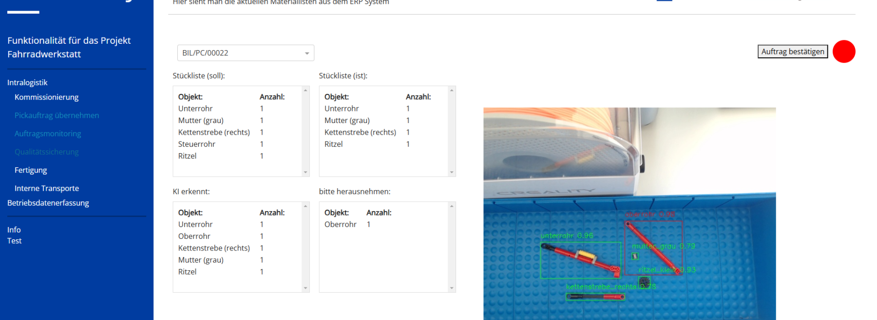Blick ins Dashboard. Ein Falschteil in der Wanne.