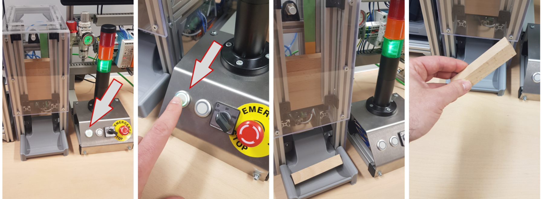 Ein Pick-to-Light System kann auch mittels Druckknöpfen wie bspw. einem Taster signalisiert werden
