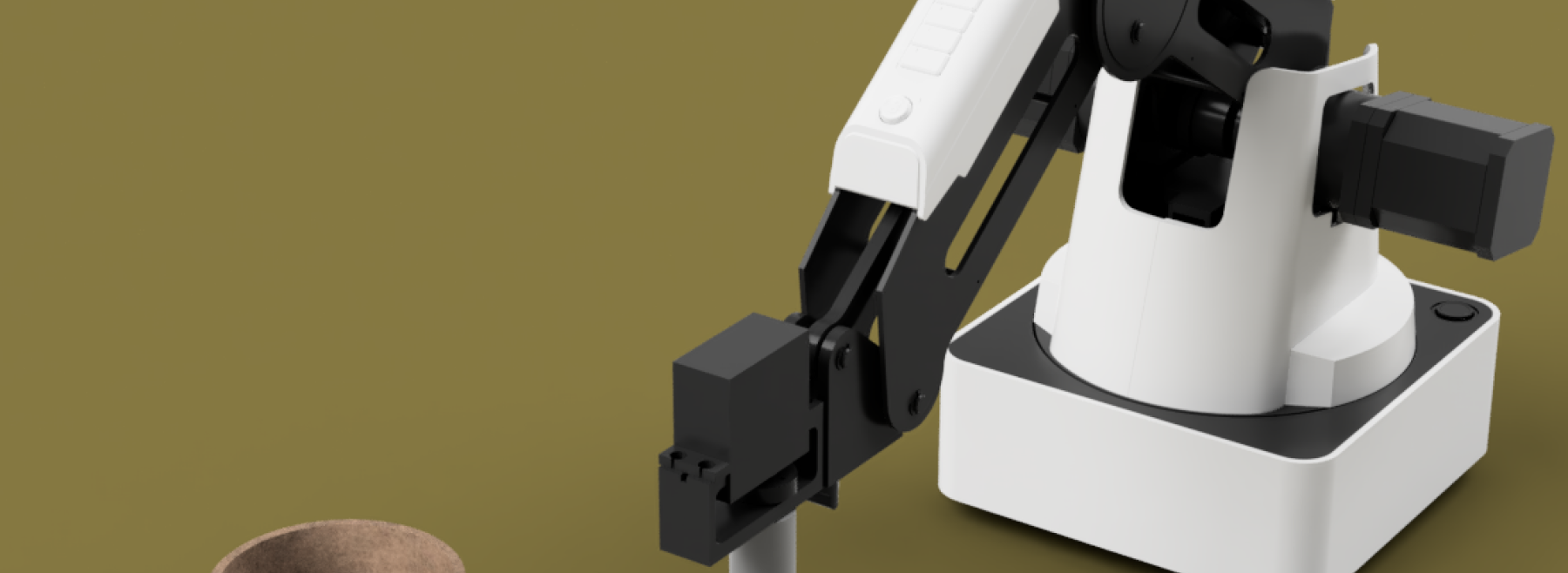 Roboter klebt einen Henkel an eine Tasse