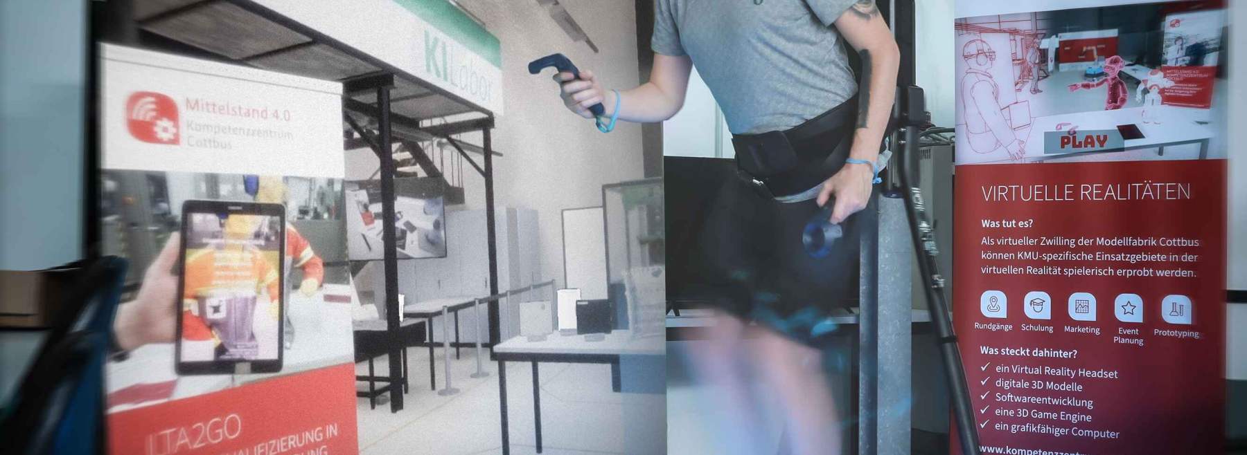 VR-Laufband in der Modellfabrik Cottbus