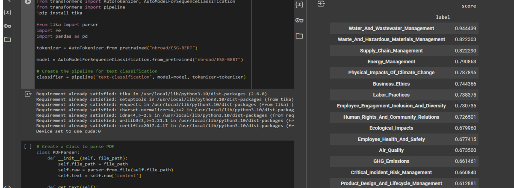 Interface des BERT-Modells