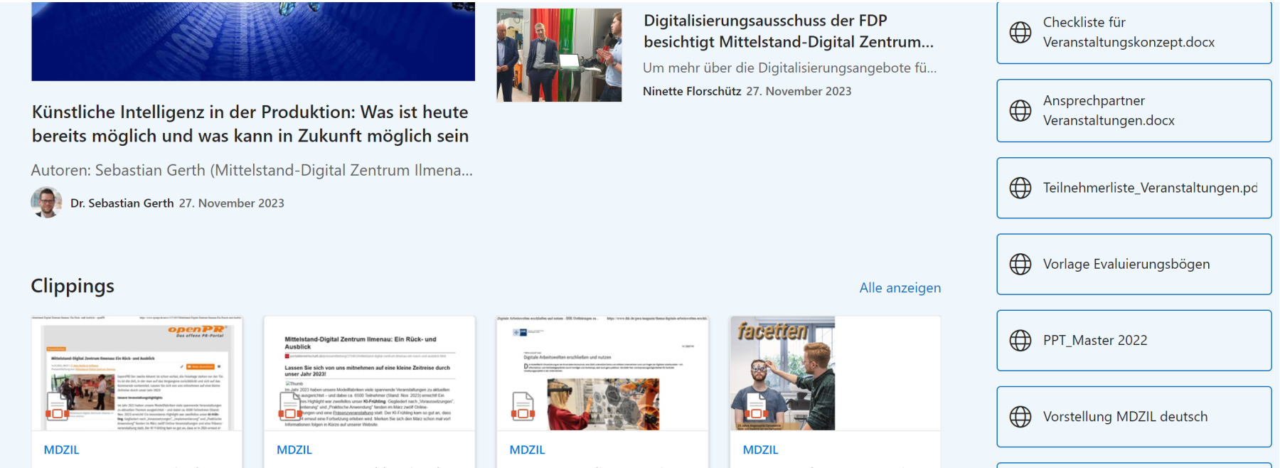 Kuration von Daten aus Marketing/PR - Abbildung interner News vor Veröffentlichung 