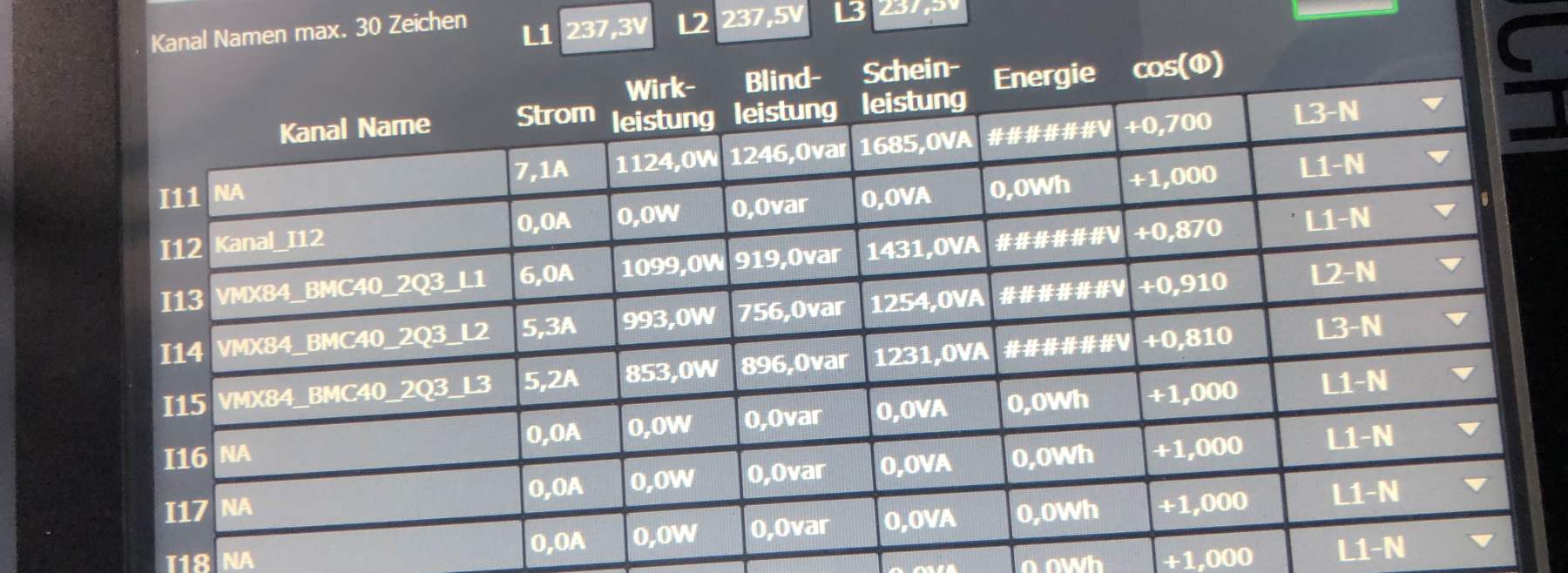 Display Stromverbrauchserfassung