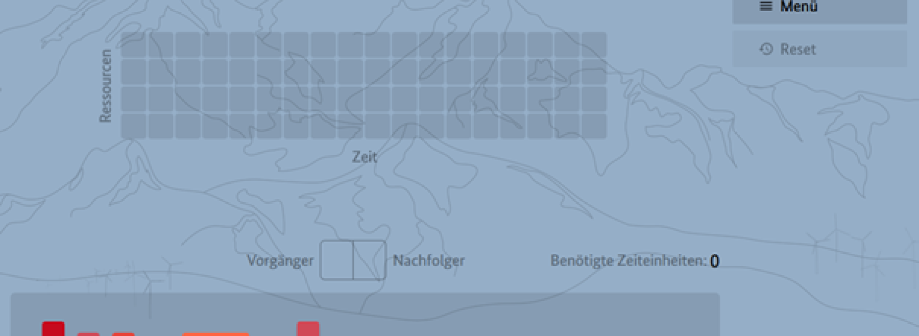 Das Ziel des Spiels ist es, die Arbeitspakete möglichst optimal anzuordnen (d.h. unter Berücksichtigung von Ressourcen, Vorgängern / Nachfolgern und mit minimaler Gesamtdauer des Arbeitsplans).