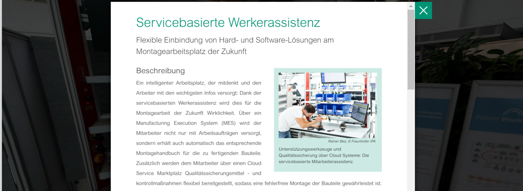 Infokasten zu Servicebasierter Werkerassistenz